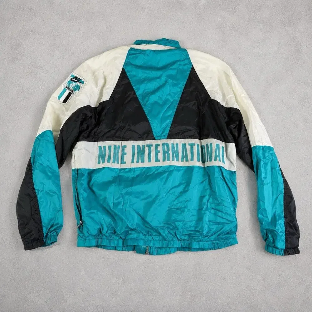 Vintage Nike International Windbreaker Jacket Full Zip Mesh Lined Men’s M Rare